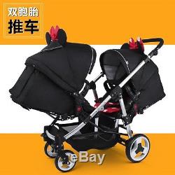 Light Twin Baby Stroller Double System Folding Baby Pram Jogger with 2 Seats