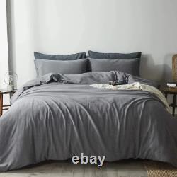 Linen 100% Pure Dark Gray Pure Duvet Cover / Gray Duvet Cover With Two Matching