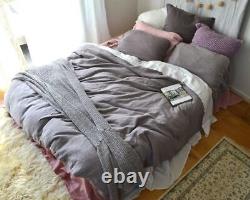 Linen Duvet Cover In Grey Washed Comforter Cover Set 2 Pillow Matching Pillow