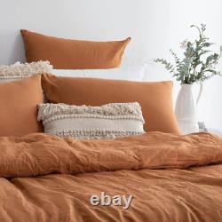 Linen Duvet Cover In Rust Linen Bedding Set in Twin, Full, Queen