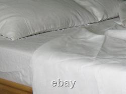 Linen Sheets Set White or Oatmeal Beige Pure Natural Organic Bedding USA Sizes