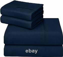 Linen Ultra Soft 800TC 100% Egyptian Cotton Twin/Full/Queen/King Navy Blue Solid