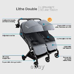 Lithe Double Stroller, Lightweight Twin Stroller with Aluminum Frame and Two Lar