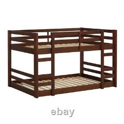 Low Solid Wood Twin over Twin Bunk Bed Walnut
