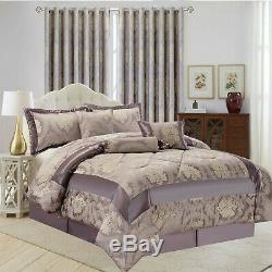 Luxury Jacquard 7 Piece Quilted Bedspread Comforter Set and Matching Curtains