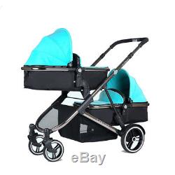 Luxury baby Stroller 2 in 1 Twins Tandem Double Second Seat Folding pushchair