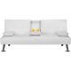 Luxurygoods Modern Faux Leather Futon With Cupholders And Pillows, White New