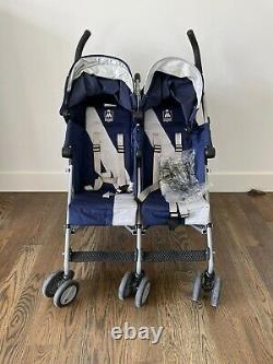 MACLAREN TWIN TRIUMPH DOUBLE STROLLER Blue and Grey Excellent condition