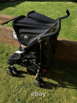 Maclaren Twin Techno Double twin Seat Stroller Buggy Pushchair With Foot Muff X2