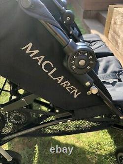 Maclaren Twin Techno Double twin Seat Stroller Buggy Pushchair With Foot Muff X2