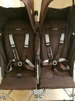 Maclaren Twin Triumph Double Seat Stroller Lightweight Umbrella, Chocolate Brown