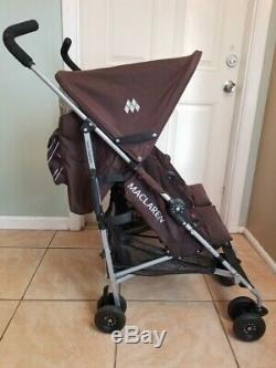 Maclaren Twin Triumph Double Seat Stroller Lightweight Umbrella, Chocolate Brown