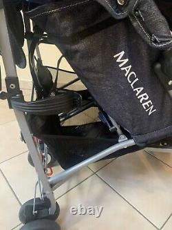 Maclaren twin triumph Double stroller in denim. Organizer & Rain Cover Included