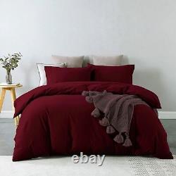 Maroon Color Linen Duvet Cover Stone Washed Linen Duvet Cover Linen Bedding