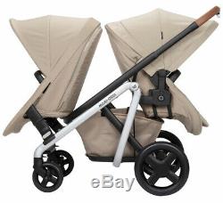 Maxi-Cosi Lila Modular Twin Baby Double Stroller w Second Seat Nomad Sand NEW