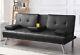 Modern Faux Leather Futon Sofa Bed Fold Up & Down Recliner Couch With Cup Holder