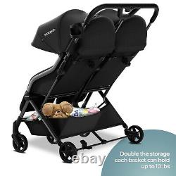 Mompush Lithe Double Ultralight Stroller, Lightweight Side by Side Stroller