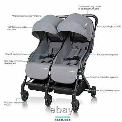 Mompush Ultra-Lightweight Double Strollers, Side by Side Stroller for Twins, Sel
