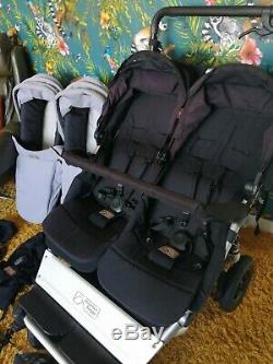 Mountain Buggy Duet V3 With Rain Cover & Twin / 2 Carrycots Plus