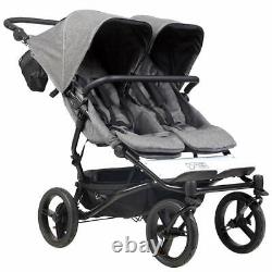 Mountain Buggy Luxury Duet Double Stroller Herringbone Grey with Diaper Bag