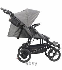 Mountain Buggy Luxury Duet Double Stroller Herringbone Grey with Diaper Bag