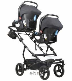 Mountain Buggy Luxury Duet Double Stroller Herringbone Grey with Diaper Bag