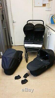 Mountain buggy duet v2.5 with twin carrycot plus and accessories