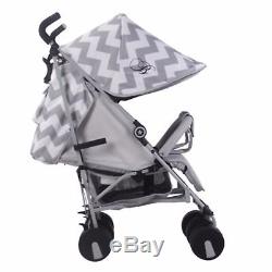 My Babiie MB22 Twin / Double From Birth Baby Folding Stroller Grey Chevron