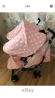 My Babiie MB22 Twin / Double From Birth Baby Folding Stroller Pink Polka