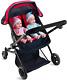 My First Baby Doll Twin Stroller Foldable Double Doll Pram In Red And Navy Blu
