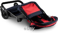 My First Baby Doll Twin Stroller Foldable Double Doll Pram in Red and Navy Blu