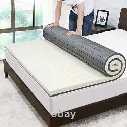 NESAILA 3 Natural Latex Mattress Topper Queen Size- Dual Layer Bamboo Charcoal