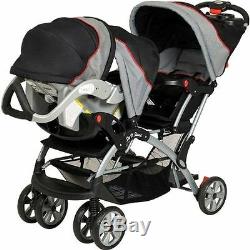 NEW Baby Trend Sit N Stand Double Twin Stroller Pram + 2 Car Seats