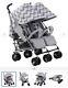 New My Babiie Mb22 Twin / Double From Birth Baby Folding Stroller Grey Chevron