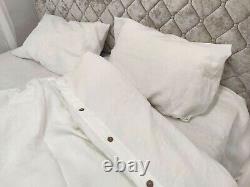 Natural linen duvet cover with buttons set duvet cover internal ties crib twin