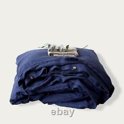 Navy Blue duvet cover Linen Duvet Cover Blue Linen Bedding set With Buttons Twin