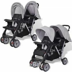New Baby and Toddler Tandem Buggy Steel Double Seat Twin Pushchair Stroller Pink