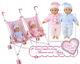 New Boy Aiden & Girl Alanna Play Baby Twins Dolls Double Doll Stroller Set