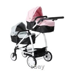 New Deluxe Tandem Double Pram Twin Stroller New Born Toddler Baby Jogger F1