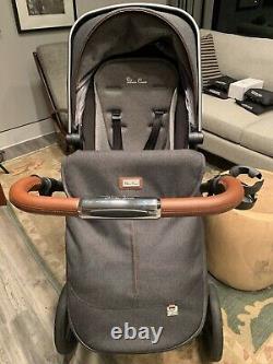 New, Unused Silver Cross Wave Twin Baby System Stroller with Bassinet, Granite