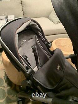 New, Unused Silver Cross Wave Twin Baby System Stroller with Bassinet, Granite