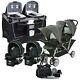 Newborn Twins Baby Double Stroller With 2 Car Seats Infant Playard Bag Combo Set