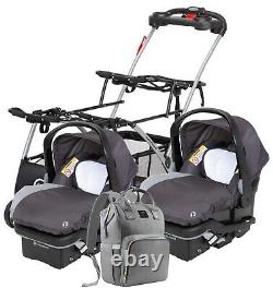 Newborn Twins Double Stroller Travel System With 2 Car Seats Diaper Bag Combo