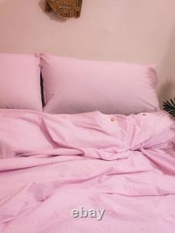 Pink Linen Bedding Set Queen Comforter Twin Full Queen King Duvet Set