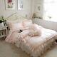 Pink Princess Bedding Sets Luxury Cotton Double Ruffle Lace Bedroom Duvet Cover