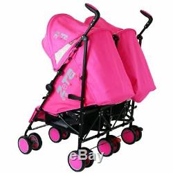 Pink Zeta Double Twin Stroller Pram Pushchair Buggy Complete Rain Cover Footmuff
