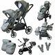 Pram System Double Twin Travel Tandem Pushchair Buggy Stroller Carseat Harmony