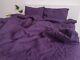 Purple Color Linen Bedding Set Softness Linen Duvet Cover With Coconut Buttons