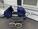 Rare Silver Cross Twin Trident Pram Navy Carriage Double Shad Stroller