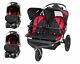 Red Baby Lite Double Stroller With Car Seats Twins Jogging Combo New Boxed